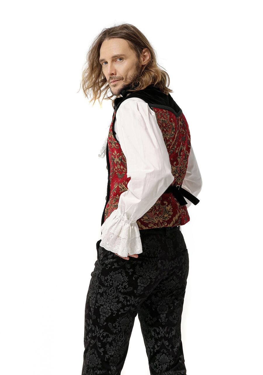 photo n°2 : Gilet Homme Gothique Steampunk Victorien Brocard red