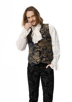 Gilet Homme Gothique Steampunk Victorien Brocard bleu