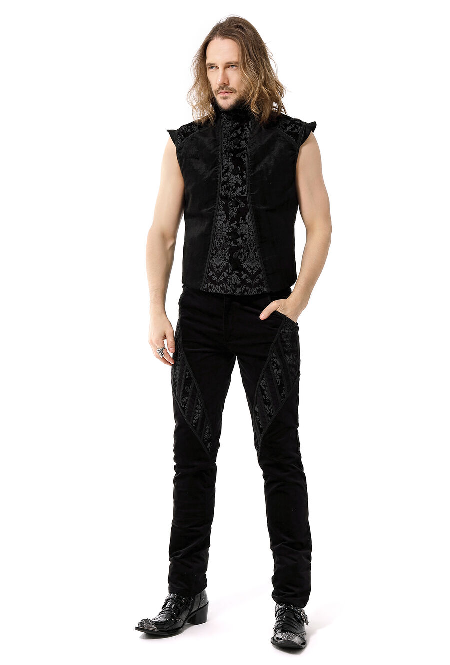 photo n°2 : Gilet Homme Gothique Steampunk Victorien velour Noir