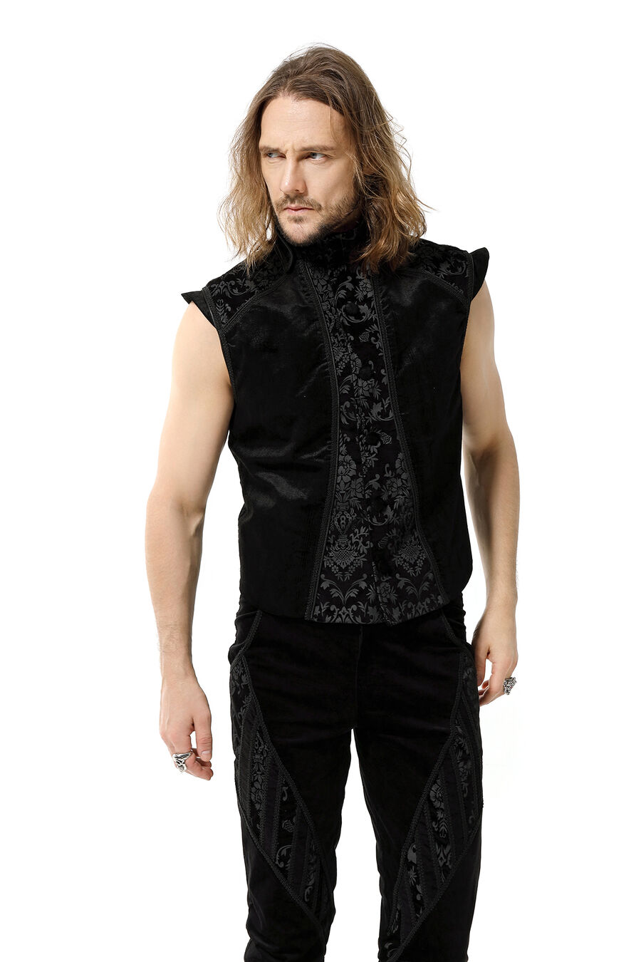 Gilet Homme Gothique Steampunk Victorien velour Noir