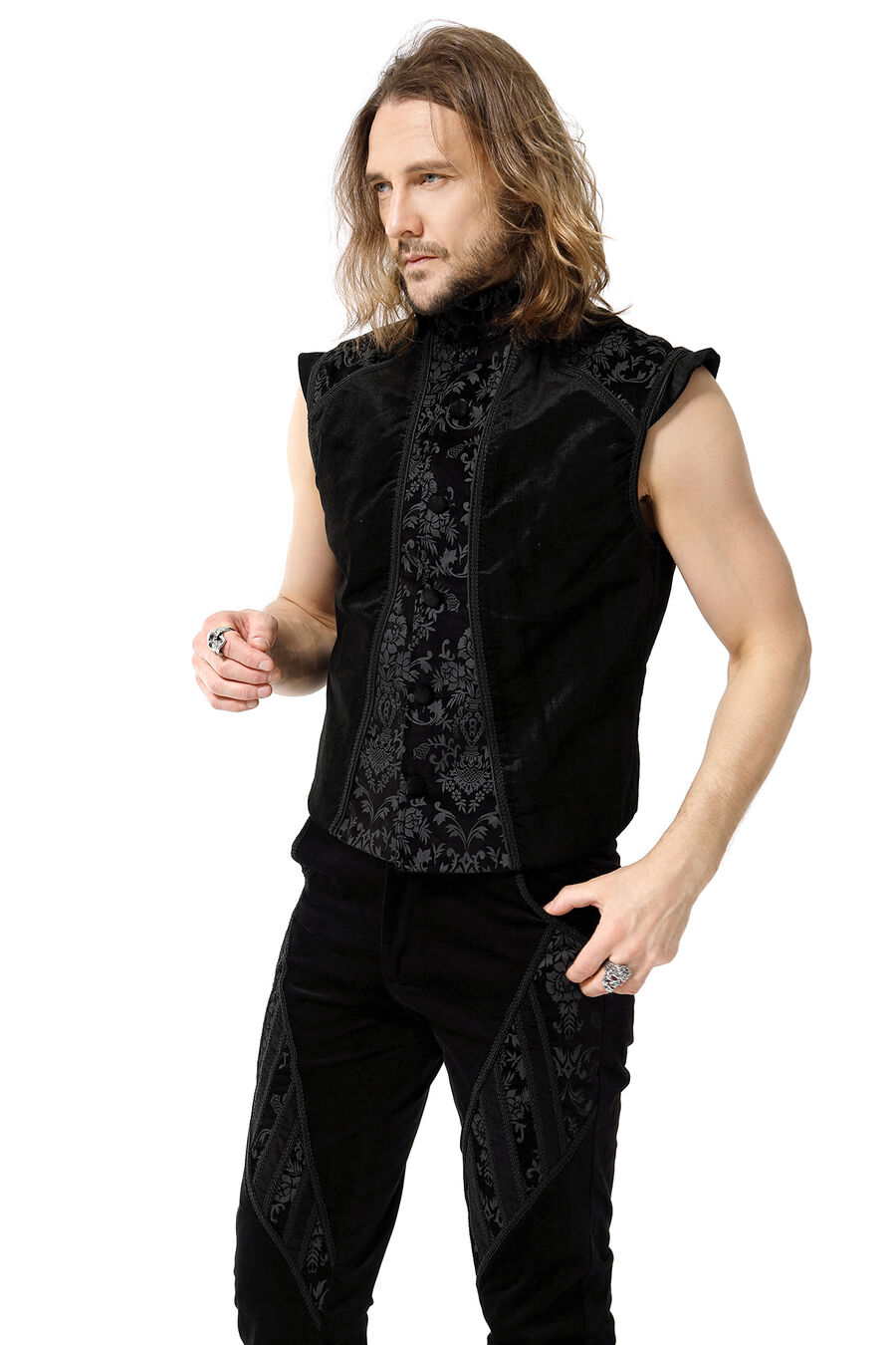 photo n°7 : Gilet Homme Gothique Steampunk Victorien velour Noir