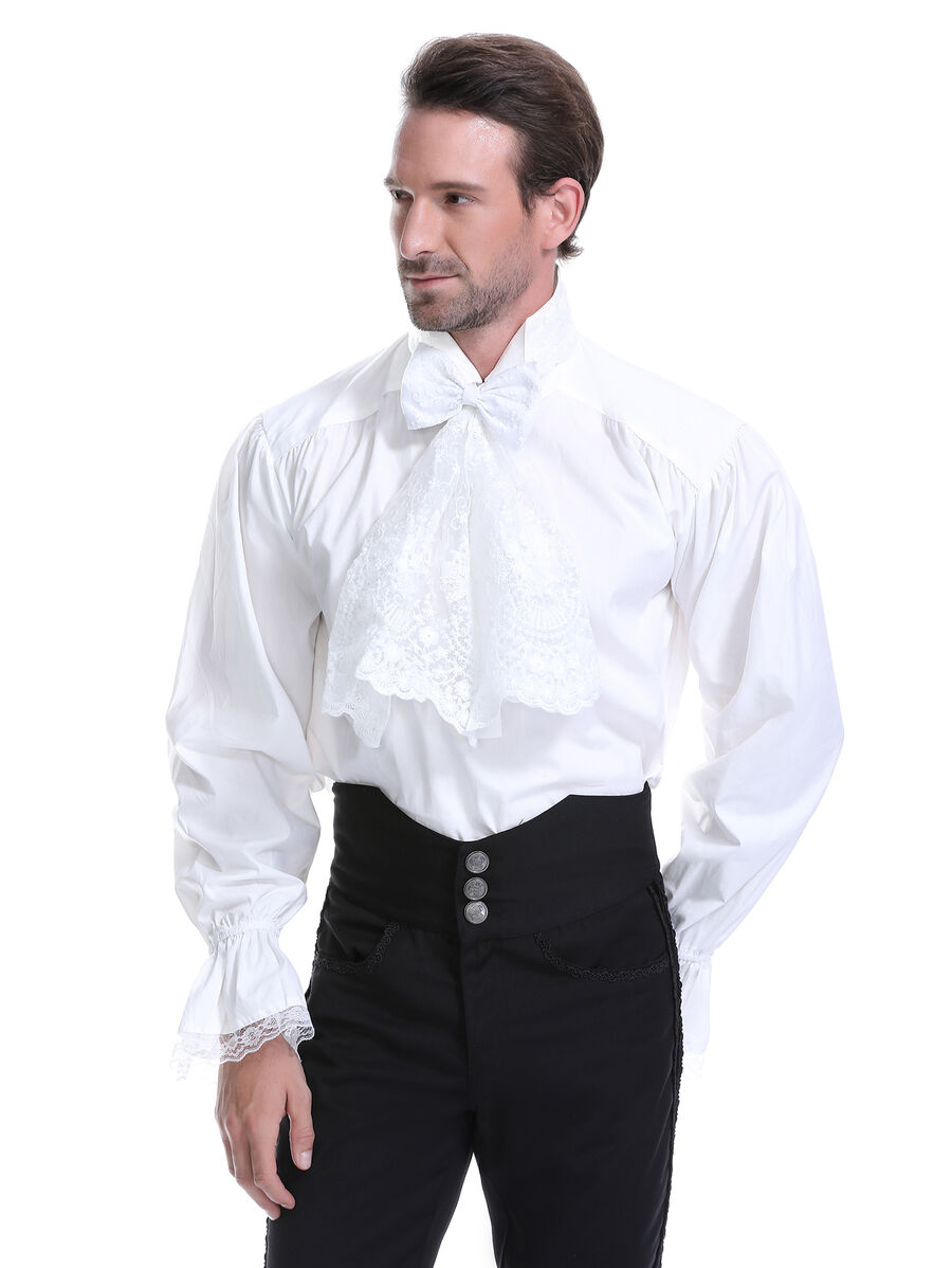 photo n&deg;16 : Chemise victorienne homme avec jabot dentelle et noeud amovible