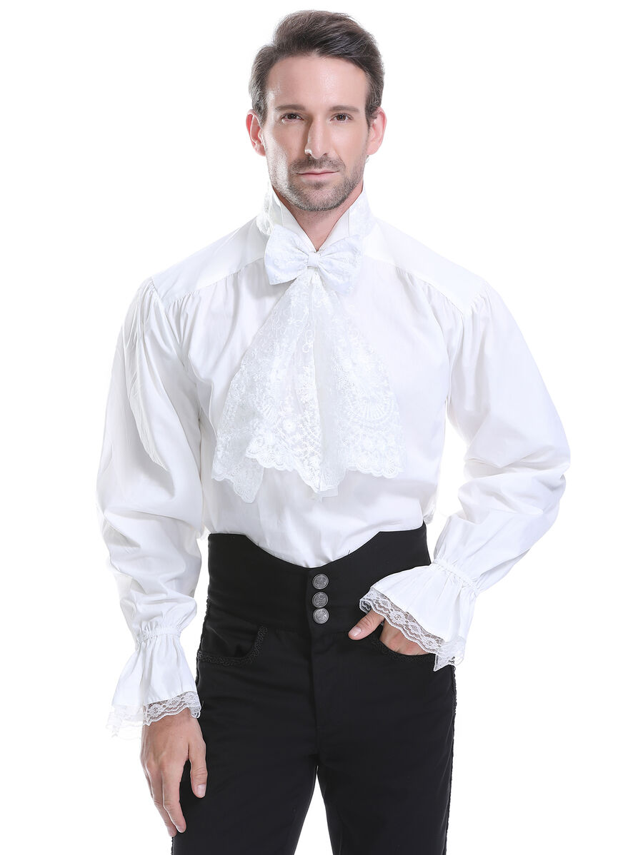 photo n&deg;11 : Chemise victorienne homme avec jabot dentelle et noeud amovible