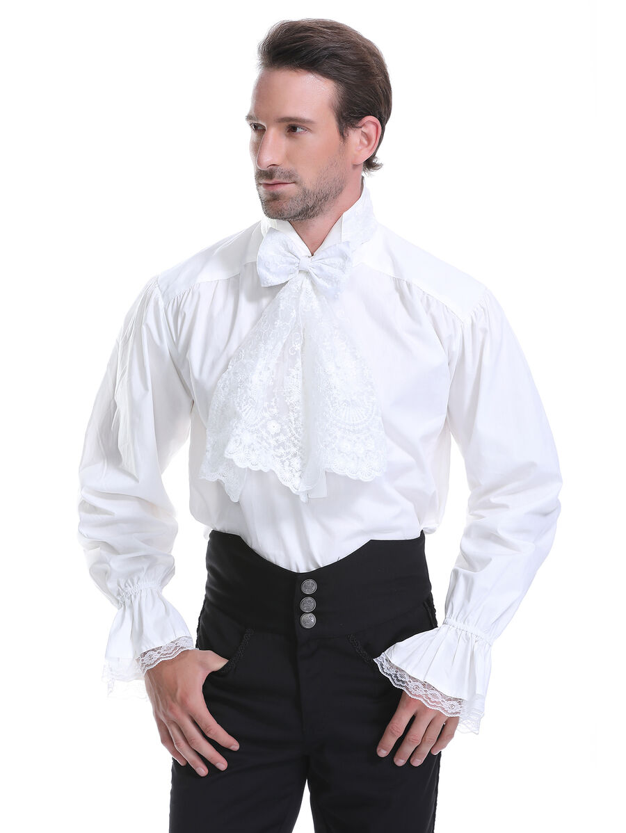 photo n&deg;12 : Chemise victorienne homme avec jabot dentelle et noeud amovible
