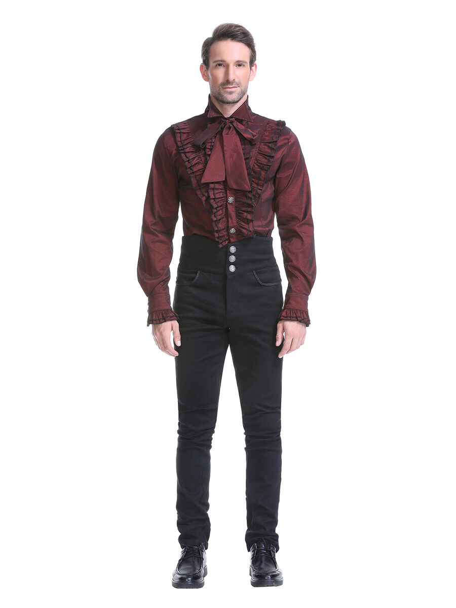 photo n&deg;8 : Chemise Bordeaux Gothique Aristocrate Victorien Homme Taffetas