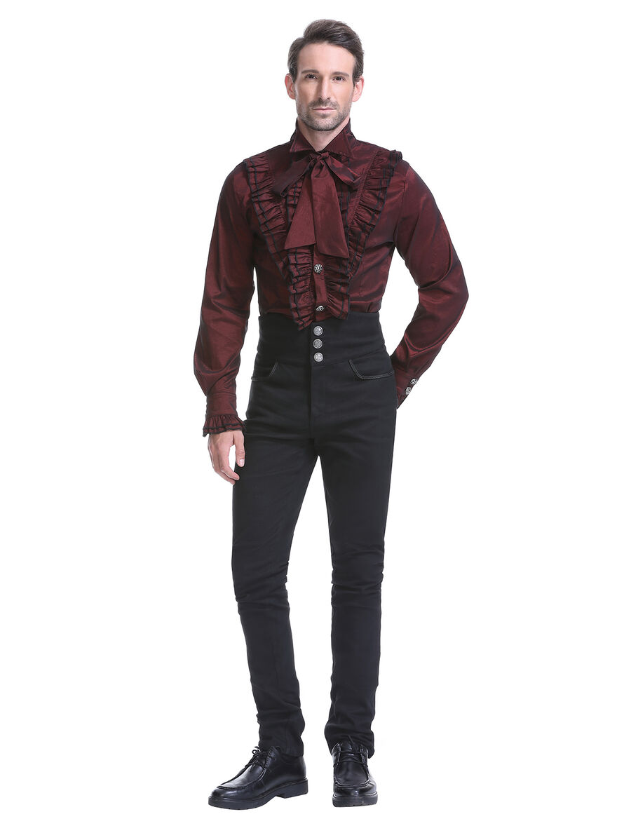 photo n&deg;5 : Chemise Bordeaux Gothique Aristocrate Victorien Homme Taffetas
