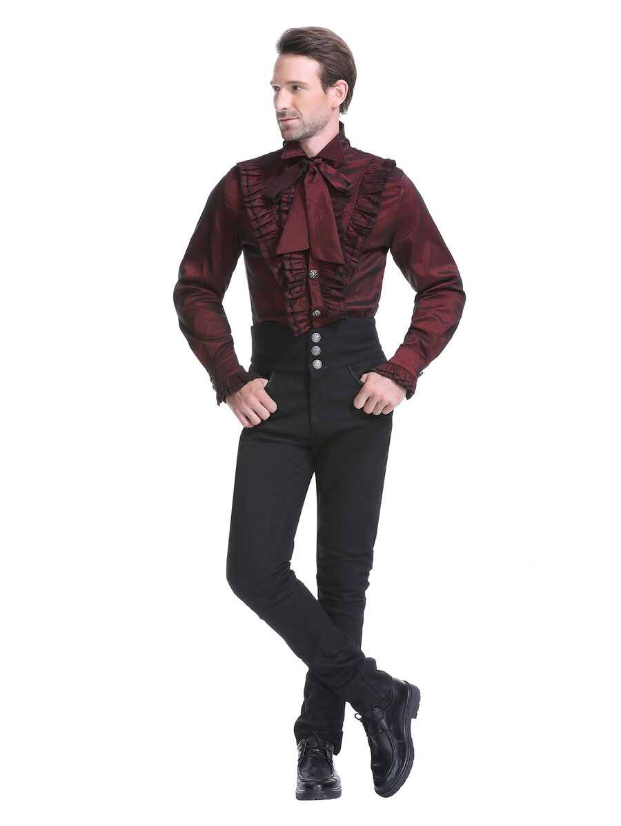 photo n&deg;4 : Chemise Bordeaux Gothique Aristocrate Victorien Homme Taffetas