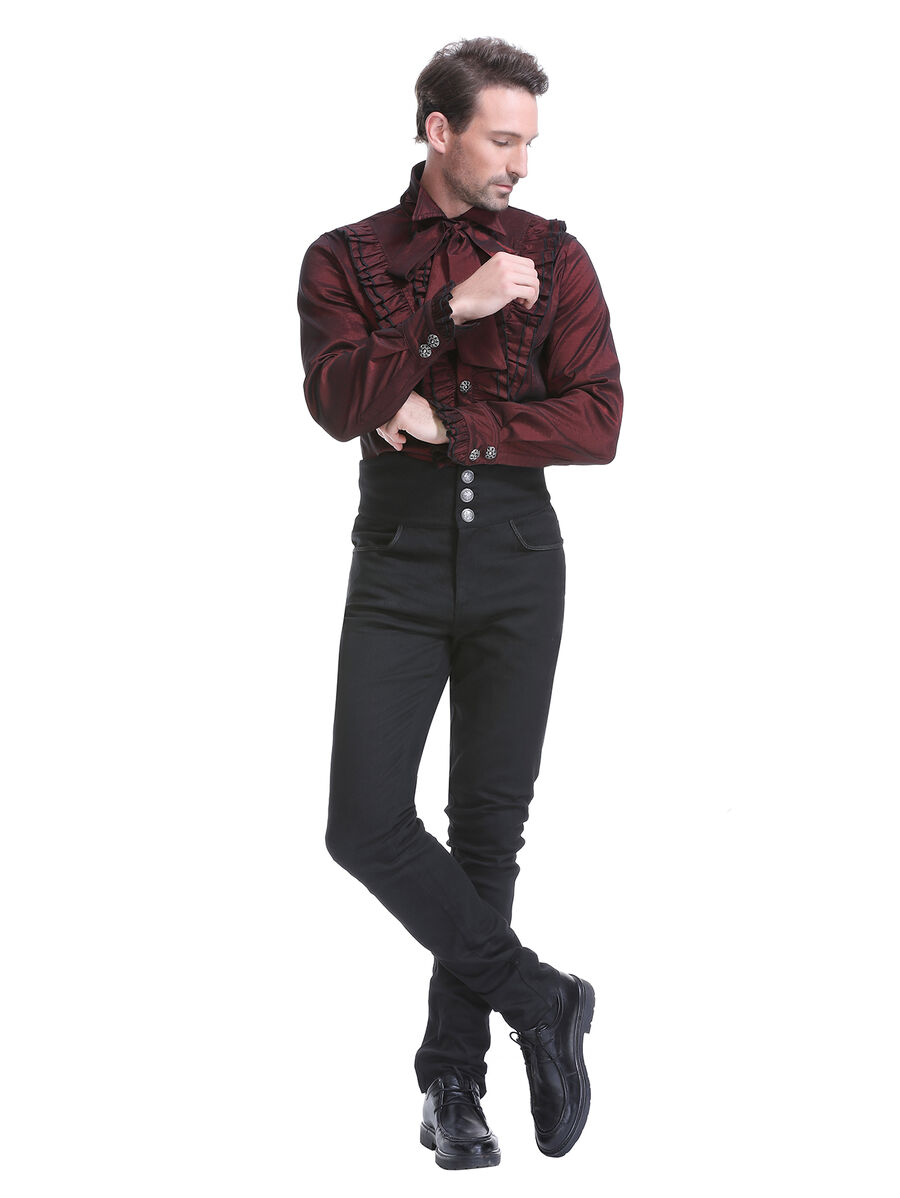 photo n&deg;3 : Chemise Bordeaux Gothique Aristocrate Victorien Homme Taffetas