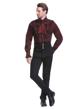 Chemise Bordeaux Gothique Aristocrate Victorien Homme Taffetas