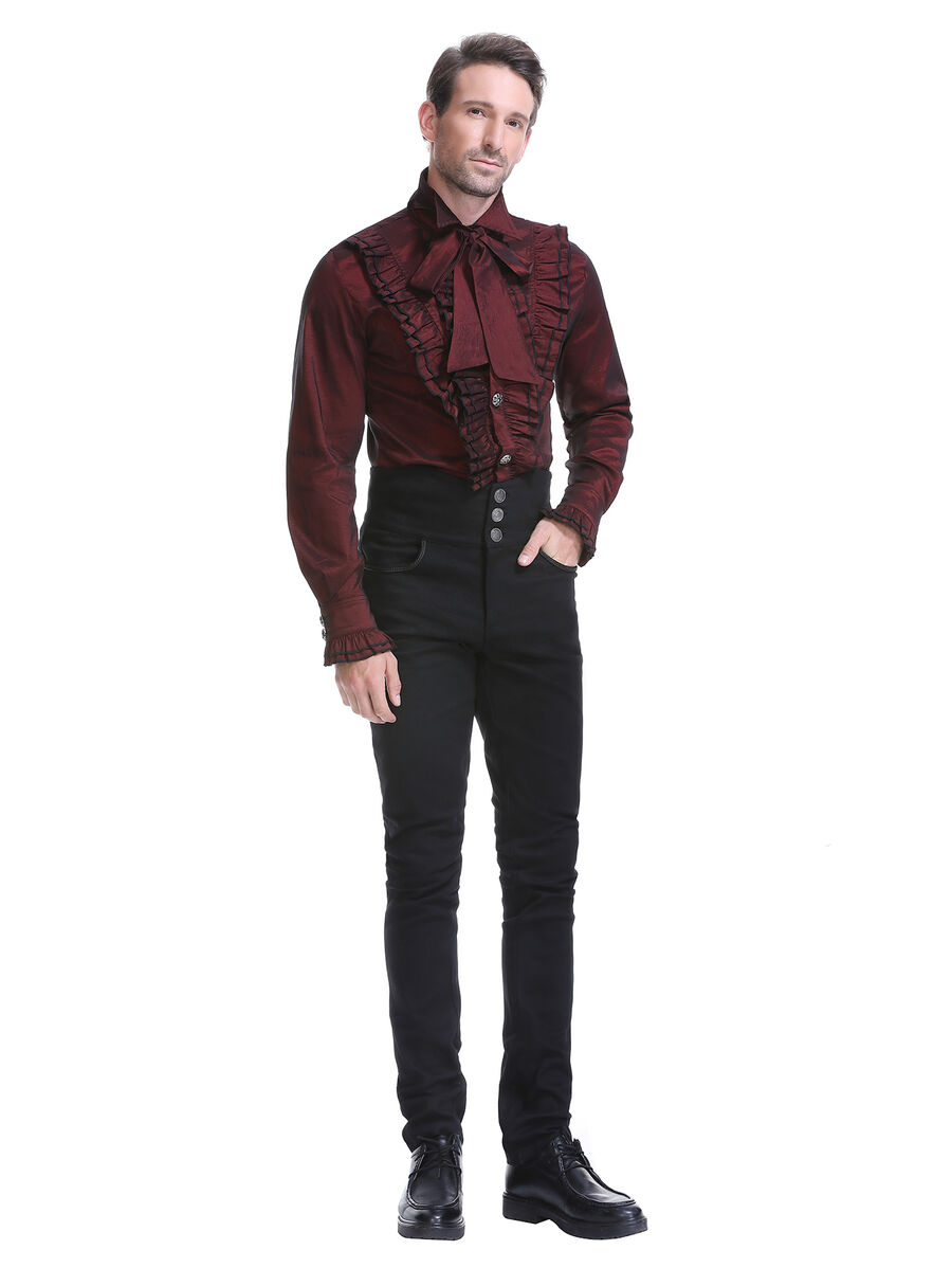 photo n&deg;2 : Chemise Bordeaux Gothique Aristocrate Victorien Homme Taffetas