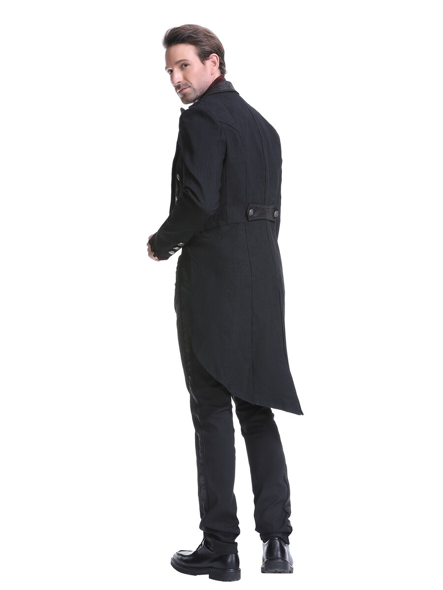 photo n&deg;2 : Veste steampunk homme ray&eacute;e avec imitation cuir et engrenages