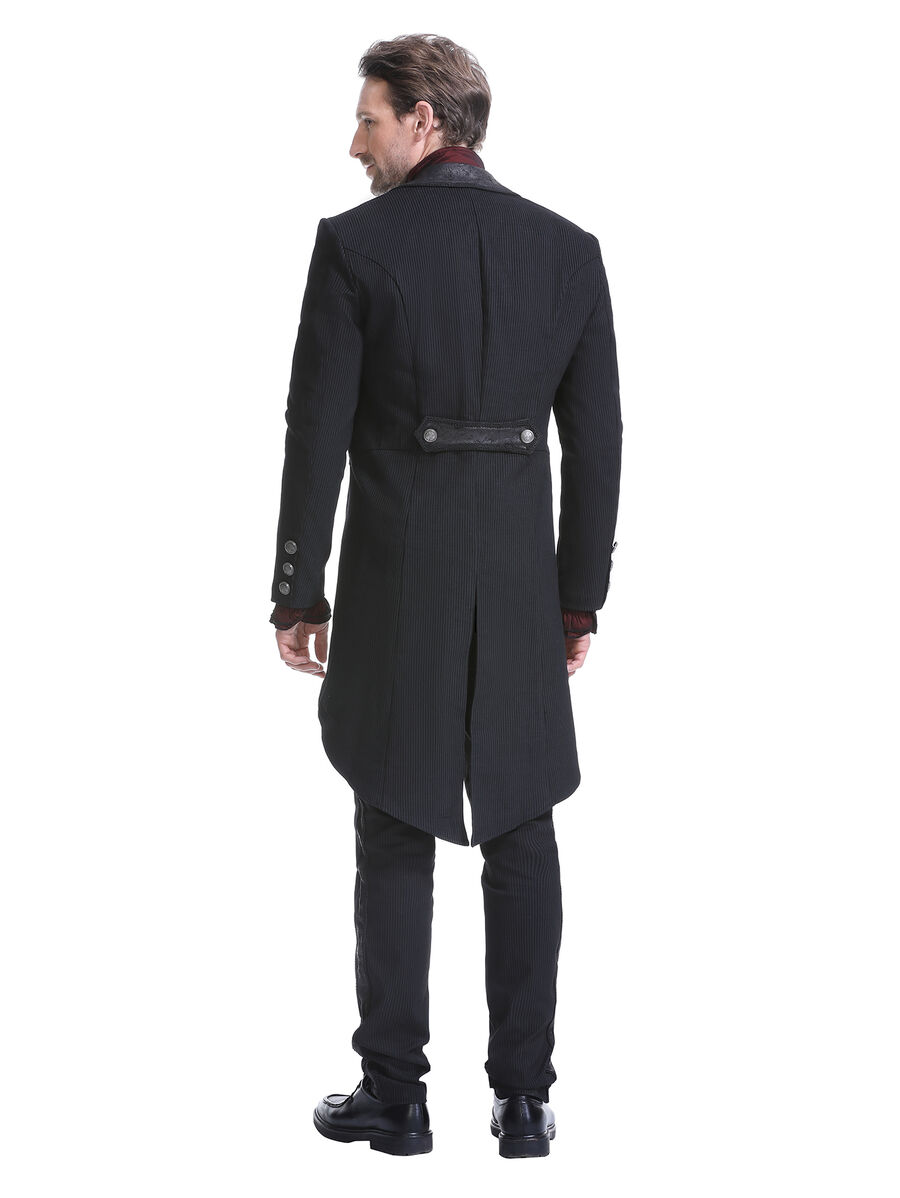 photo n&deg;8 : Veste steampunk homme ray&eacute;e avec imitation cuir et engrenages