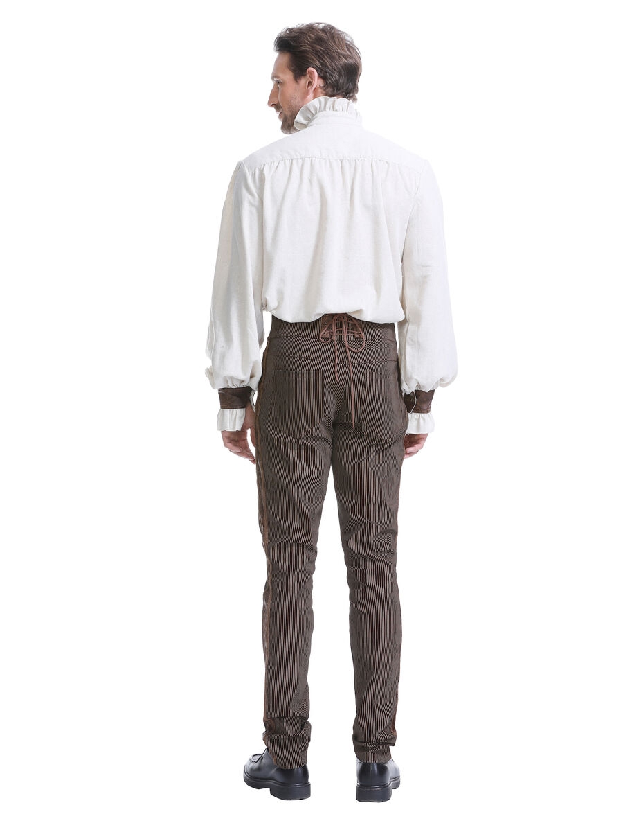 photo n&deg;5 : Chemise m&eacute;di&eacute;vale homme avec la&ccedil;age et empi&egrave;cements simili cuir