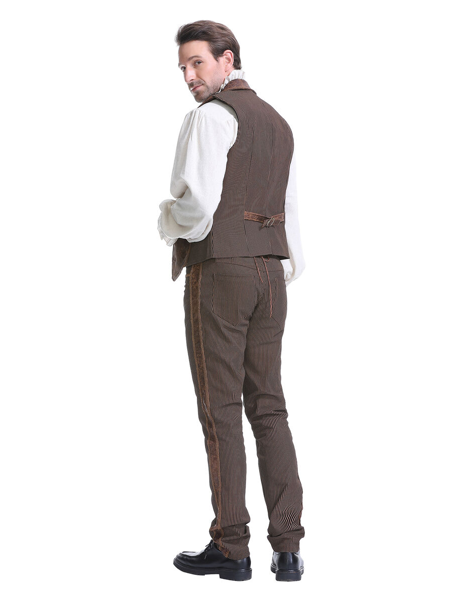 photo n&deg;15 : Gilet steampunk homme - simili cuir vieilli & panneaux ray&eacute;s