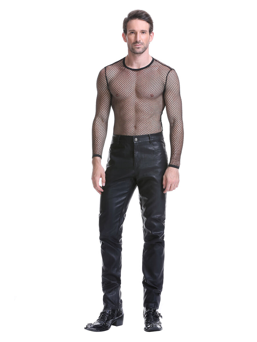 photo n&deg;13 : Pantalon homme gothique en cuir v&eacute;g&eacute;tal d&eacute;lav&eacute;