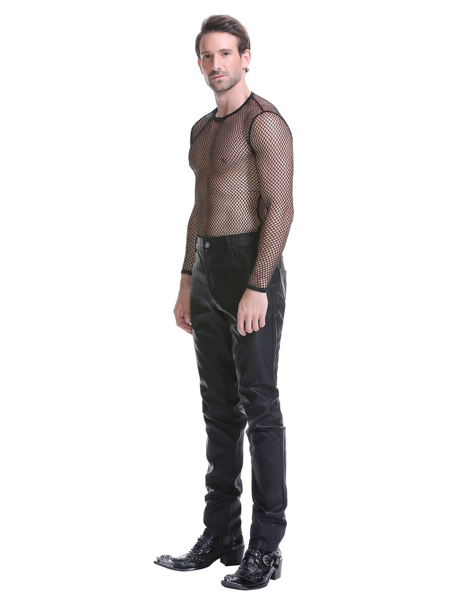 photo n&deg;14 : Pantalon homme gothique en cuir v&eacute;g&eacute;tal d&eacute;lav&eacute;