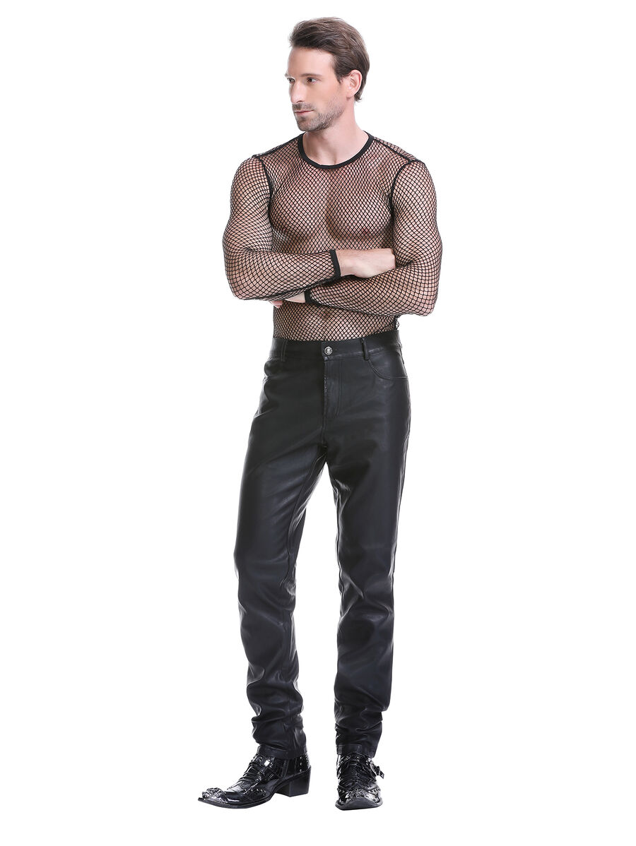 photo n&deg;18 : Pantalon homme gothique en cuir v&eacute;g&eacute;tal d&eacute;lav&eacute;