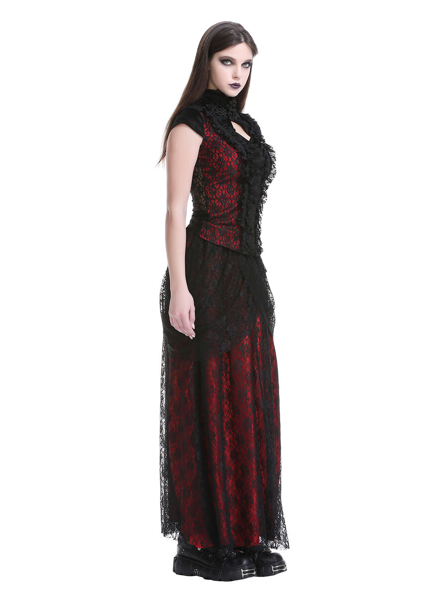 photo n&deg;3 : Jupe corset gothique longue en velours et dentelle noire