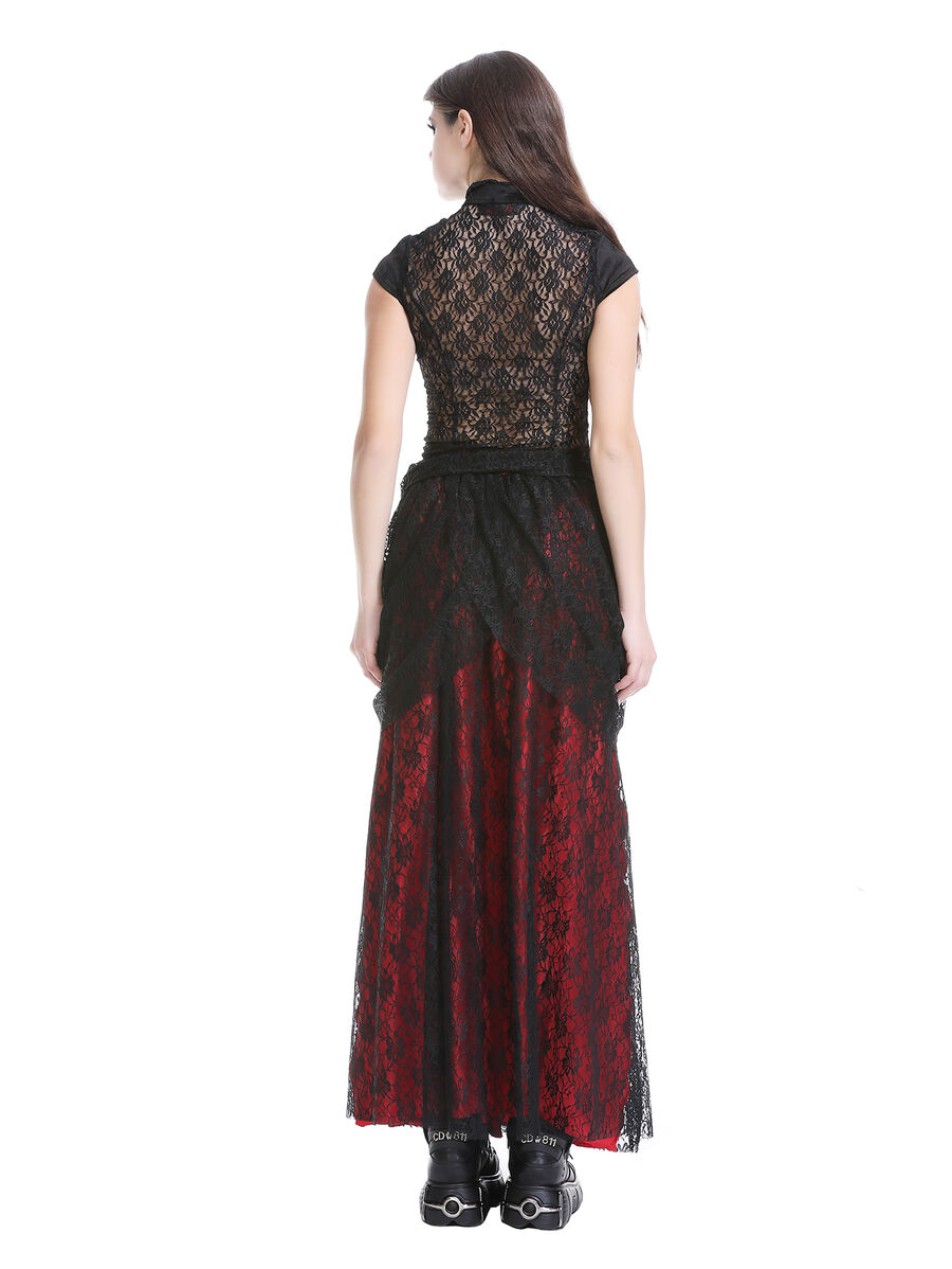 photo n&deg;4 : Jupe corset gothique longue en velours et dentelle noire