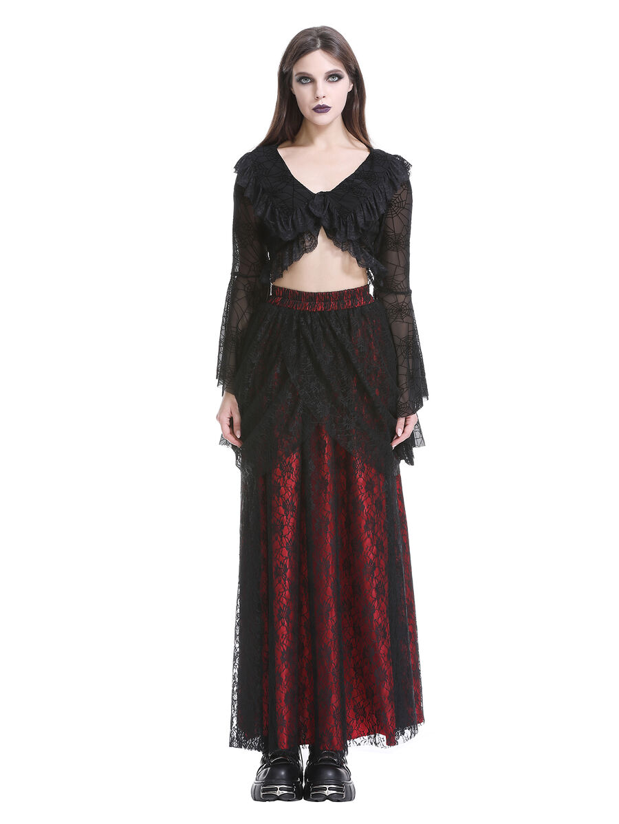 photo n&deg;18 : Bol&eacute;ro gothique en dentelle noire avec manches &eacute;vas&eacute;es motif toile d'araign&eacute;e