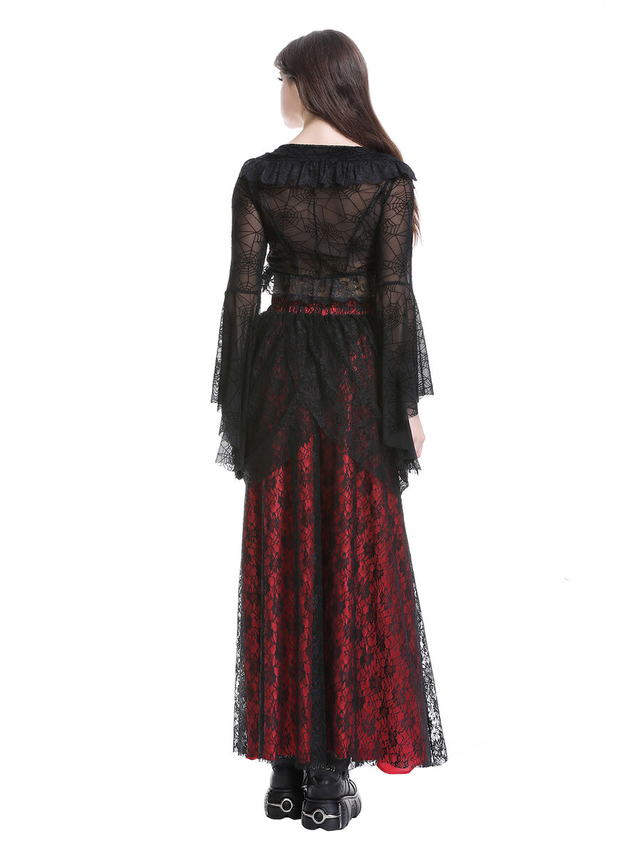 photo n&deg;15 : Bol&eacute;ro gothique en dentelle noire avec manches &eacute;vas&eacute;es motif toile d'araign&eacute;e
