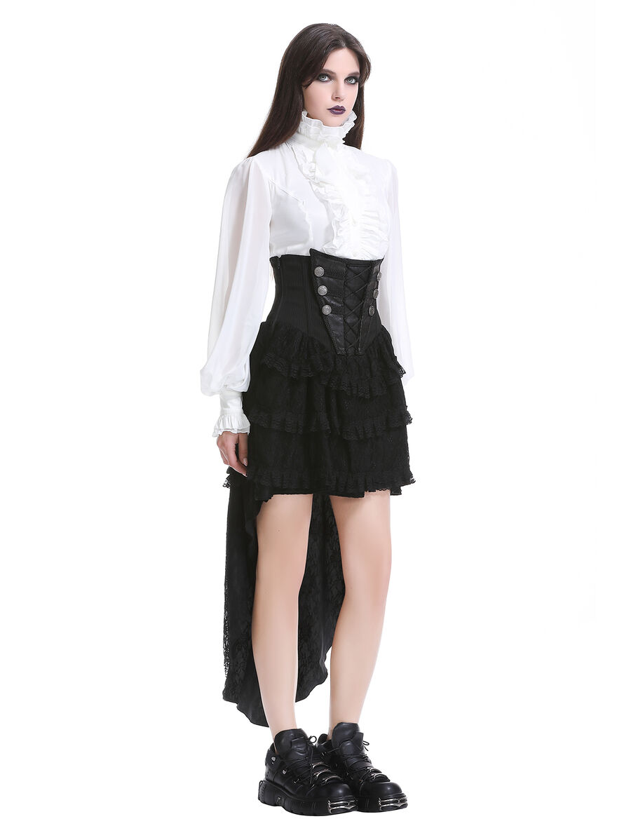 photo n&deg;11 : Jupe corset gothique longue en velours et dentelle noire