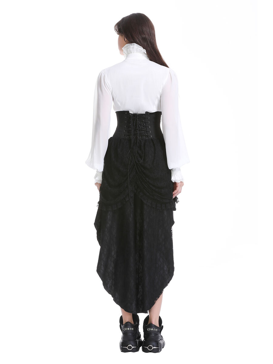 photo n&deg;12 : Jupe corset gothique longue en velours et dentelle noire