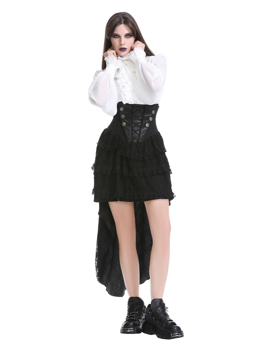 photo n&deg;13 : Jupe corset gothique longue en velours et dentelle noire