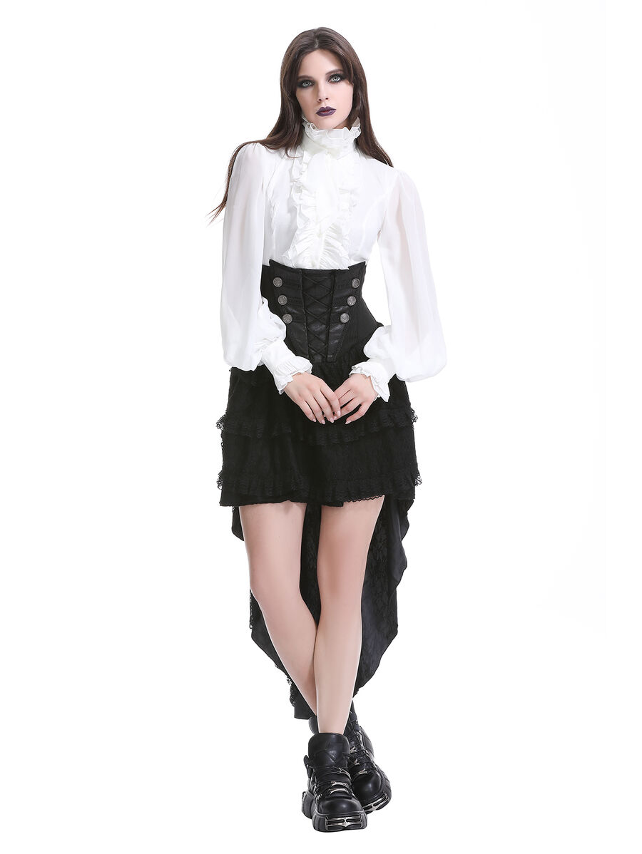 photo n&deg;14 : Jupe corset gothique longue en velours et dentelle noire