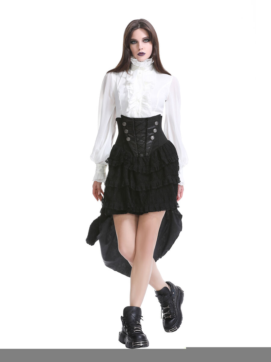 photo n&deg;15 : Jupe corset gothique longue en velours et dentelle noire