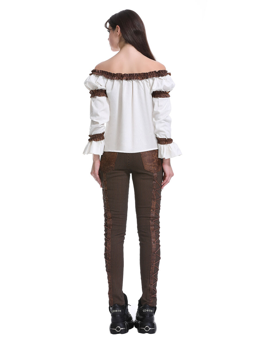 photo n&deg;15 : Blouse steampunk femme &eacute;paules d&eacute;nud&eacute;es avec volants et la&ccedil;age