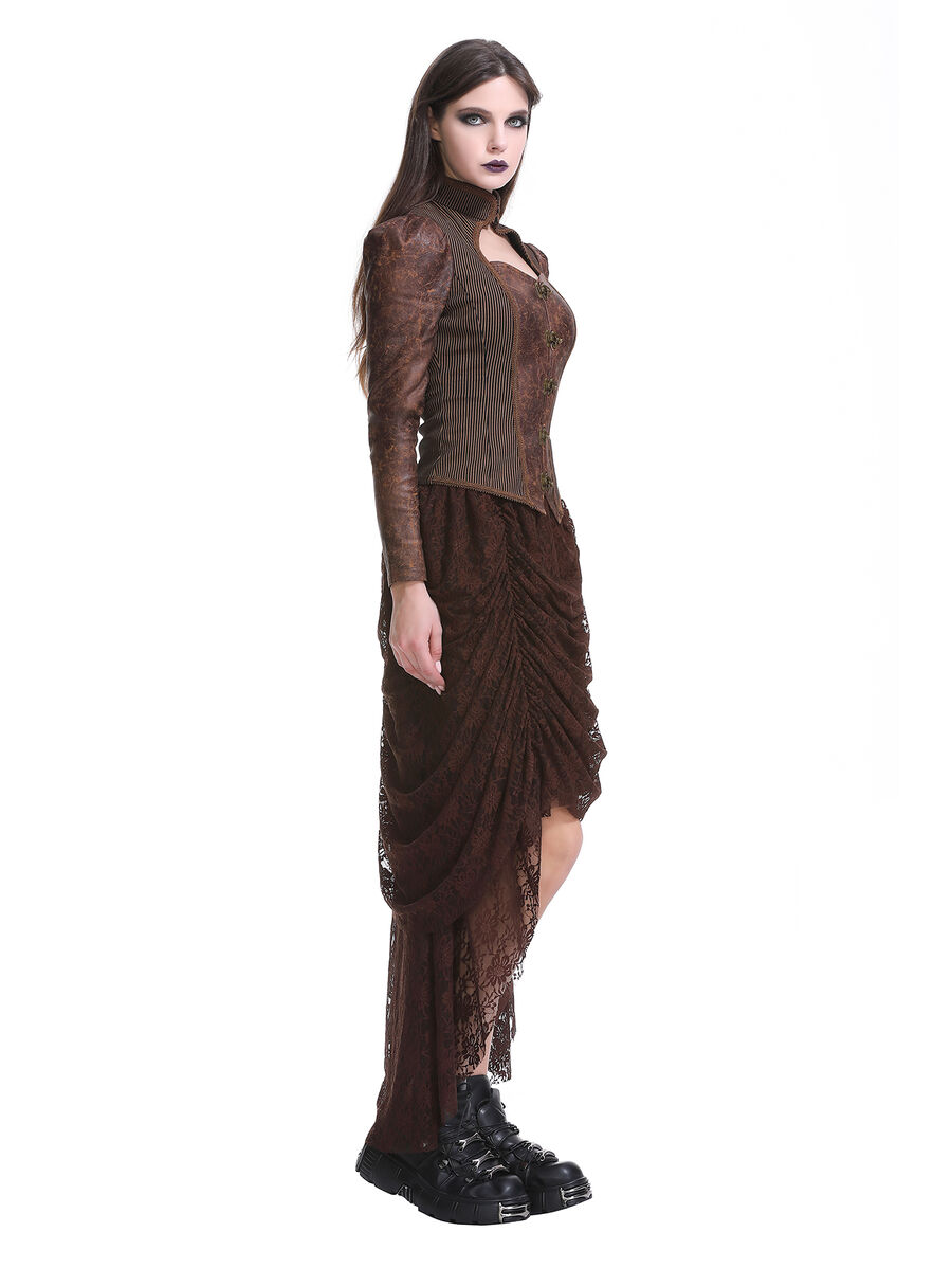 photo n&deg;3 : Jupe corset gothique longue en velours et dentelle noire