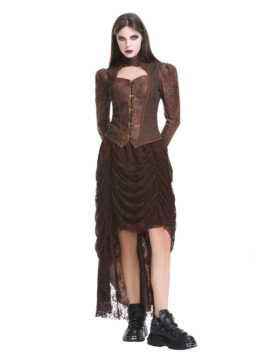photo n&deg;6 : Jupe corset gothique longue en velours et dentelle noire