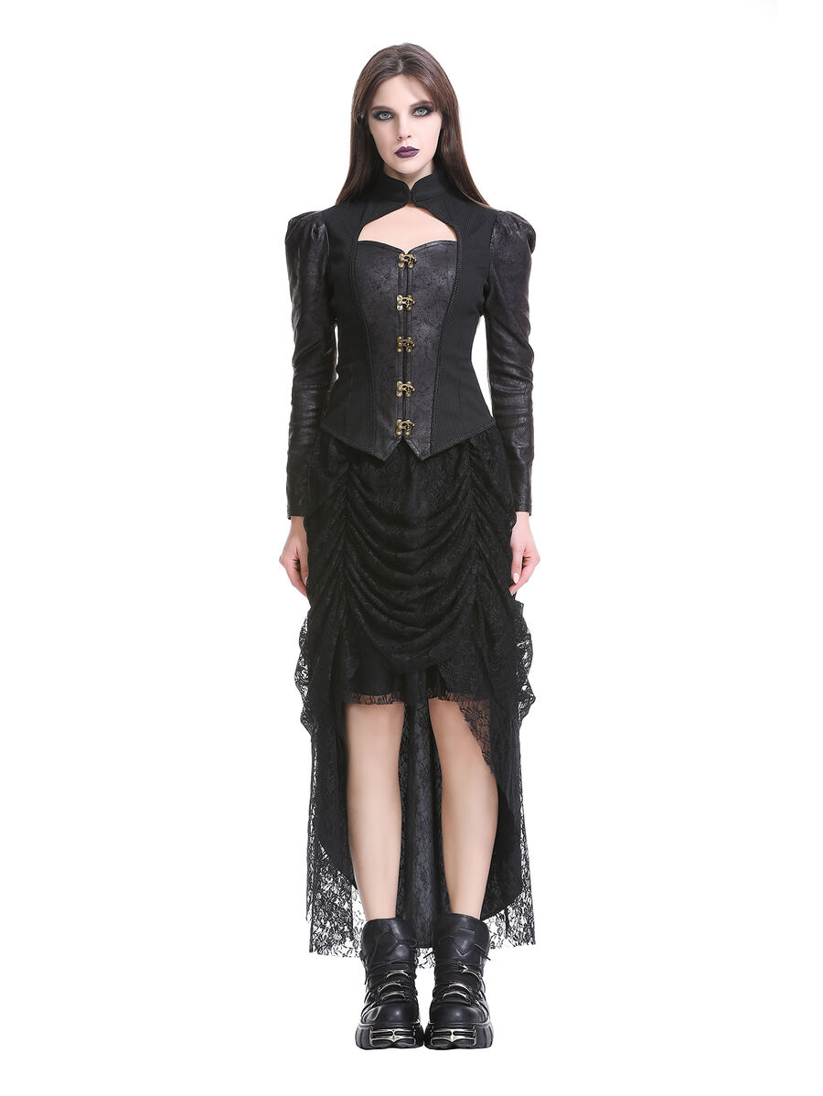 photo n&deg;6 : Jupe corset gothique longue en velours et dentelle noire