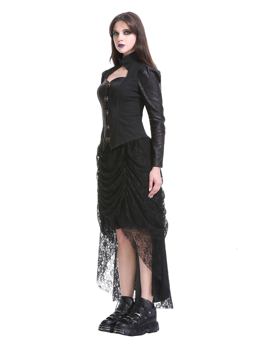 photo n&deg;7 : Jupe corset gothique longue en velours et dentelle noire