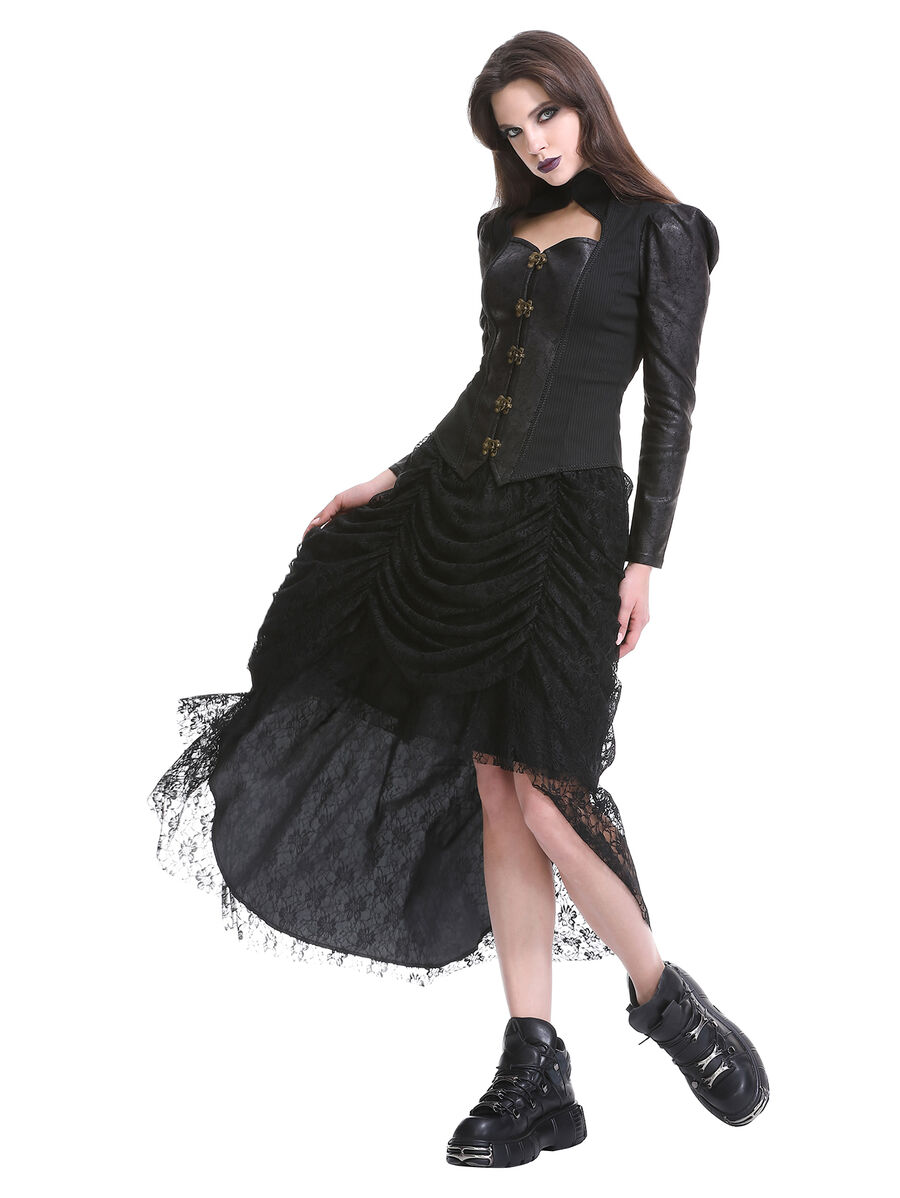 photo n&deg;2 : Jupe corset gothique longue en velours et dentelle noire