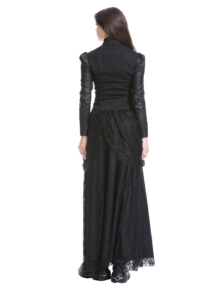 photo n&deg;2 : Jupe corset gothique longue en velours et dentelle noire