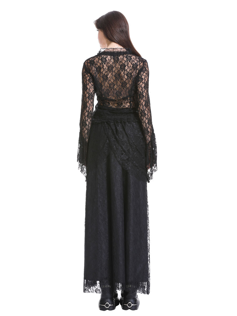 photo n&deg;6 : Jupe corset gothique longue en velours et dentelle noire