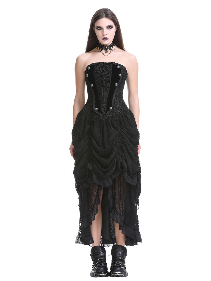 photo n&deg;4 : Robe corset gothique victorienne noire rouge - &Eacute;dition Minuit