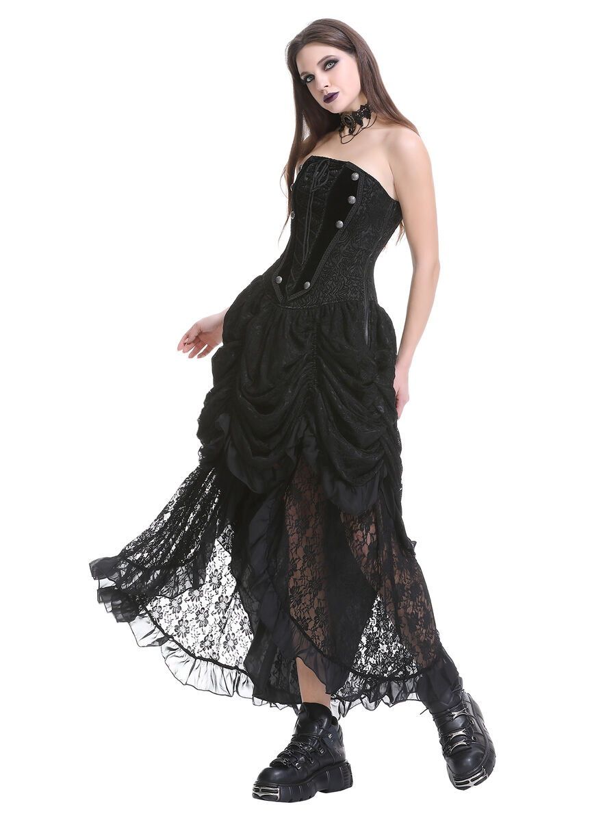 photo n&deg;2 : Robe corset gothique victorienne noire rouge - &Eacute;dition Minuit