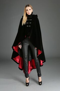 Cape velours doublure rouge
