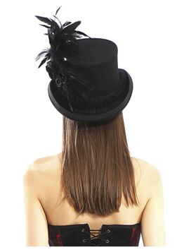 Chapeau Victorien pour femme, plume, rose