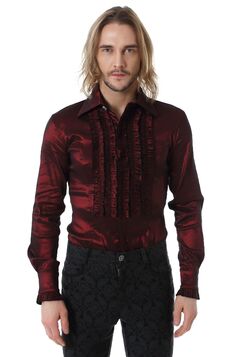 Chemise à jabot classique Rouge