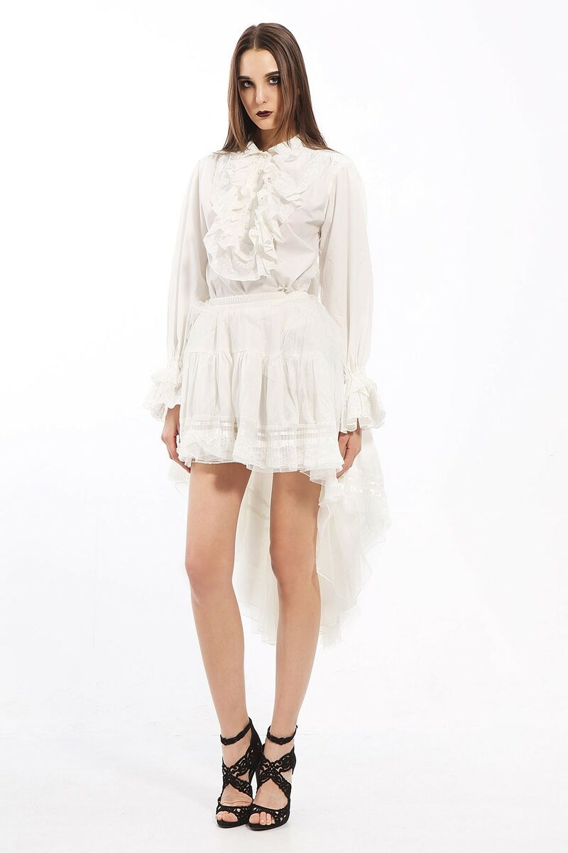 Chemise à Jabot Victorienne, pour Femme