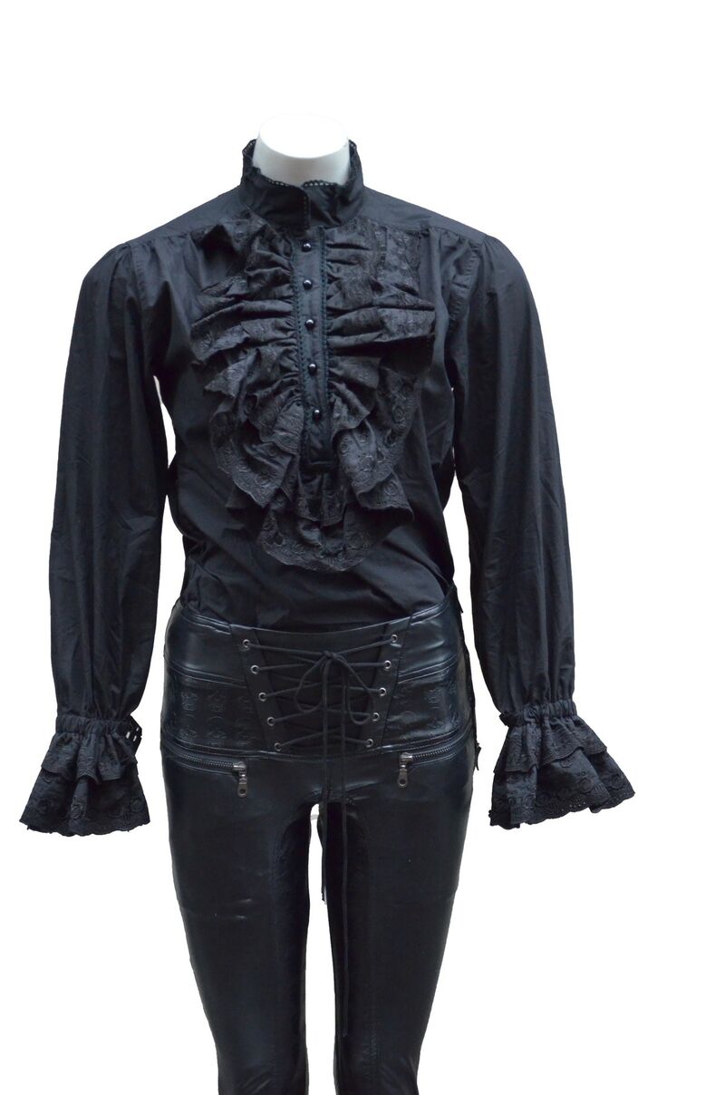 photo n°6 : Chemise noir à Jabot Victorienne, pour Femme
