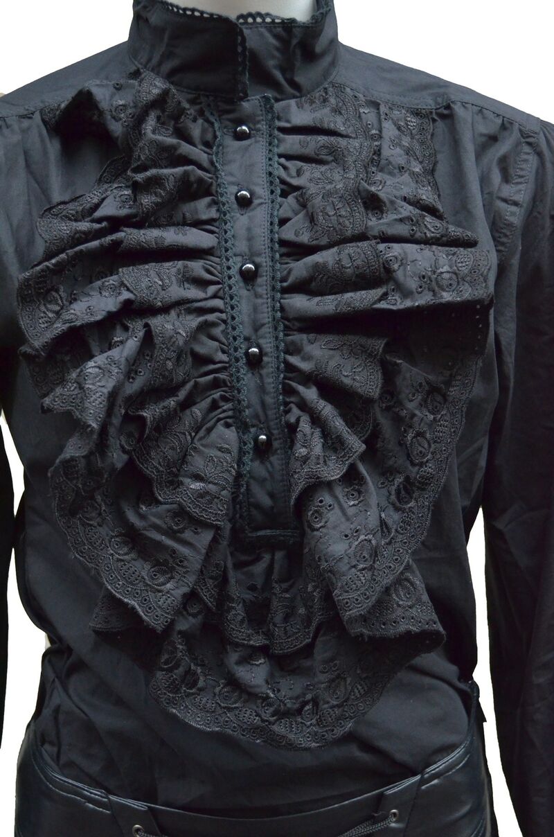 photo n°7 : Chemise noir à Jabot Victorienne, pour Femme