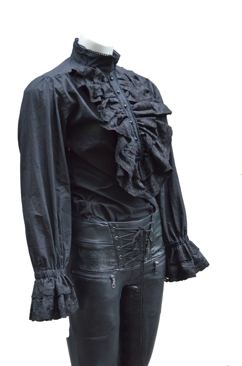 photo n°9 : Chemise noir à Jabot Victorienne, pour Femme