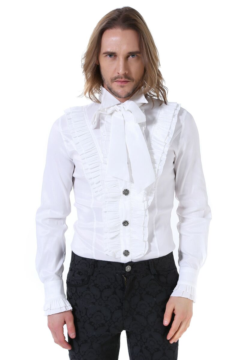 Chemise Blanche Gothique Aristocrate Victorien Homme Taffetas