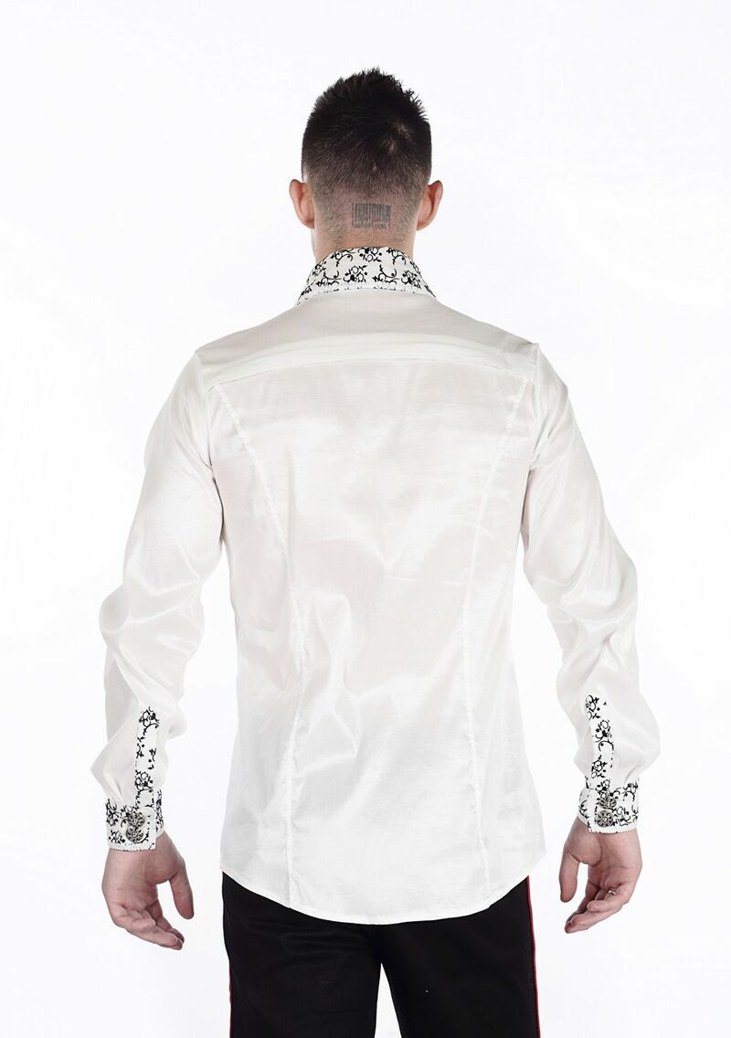 photo n°2 : Chemise Gothique Aristocrate Homme Jabot Floqué Elastique blanc