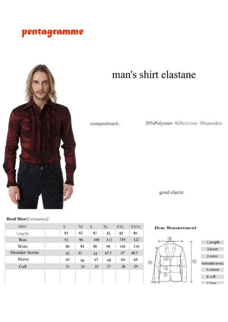 photo n°5 : Chemise Gothique Aristocrate Homme Jabot Floqué Elastique blanc